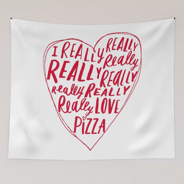 Item preview, I Really Really Love Pizza Heart Text Typography Design designed and sold by artworkathome.