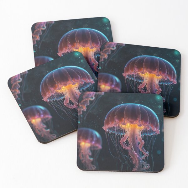 Item preview, Close-up of glowing jellyfish in the deep sea designed and sold by Kochainn.