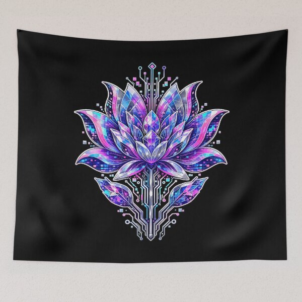 Item preview, Adversarial Cyber Lotus Glitch Art Flower designed and sold by Uglyandcute.