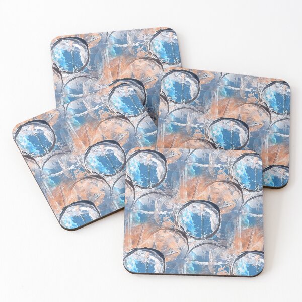 Item preview, Painterly Circle Pattern in Blue and Peach designed and sold by Artistestella.
