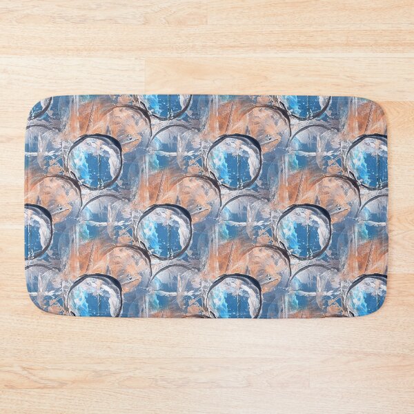 Item preview, Painterly Circle Pattern in Blue and Peach designed and sold by Artistestella.