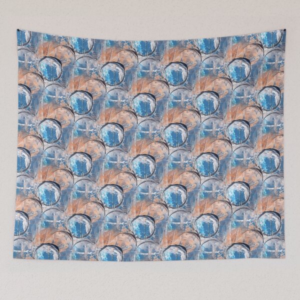 Item preview, Painterly Circle Pattern in Blue and Peach designed and sold by Artistestella.