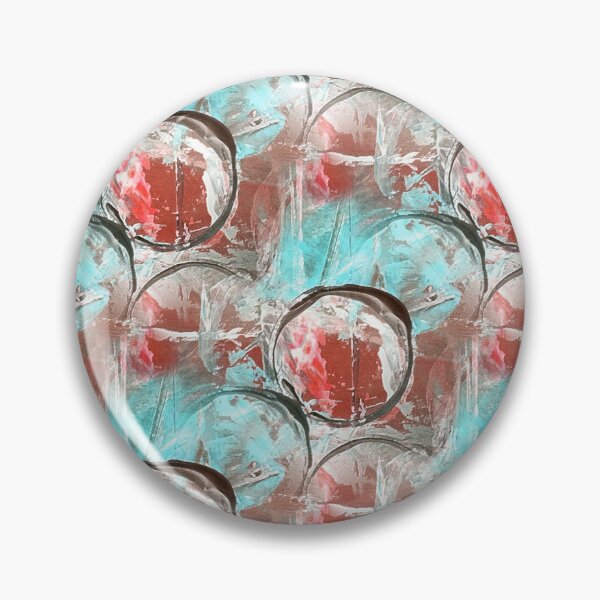Item preview, Painterly Circle Pattern in Red and Aquamarine designed and sold by Artistestella.