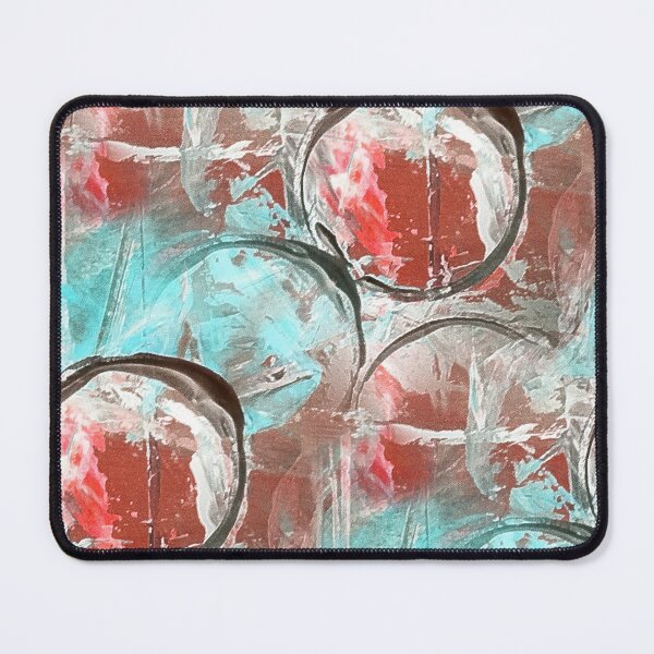 Item preview, Painterly Circle Pattern in Red and Aquamarine designed and sold by Artistestella.