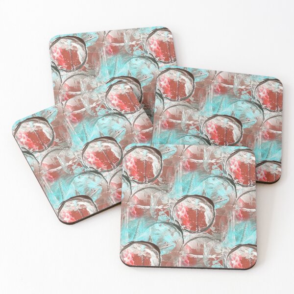 Item preview, Painterly Circle Pattern in Red and Aquamarine designed and sold by Artistestella.
