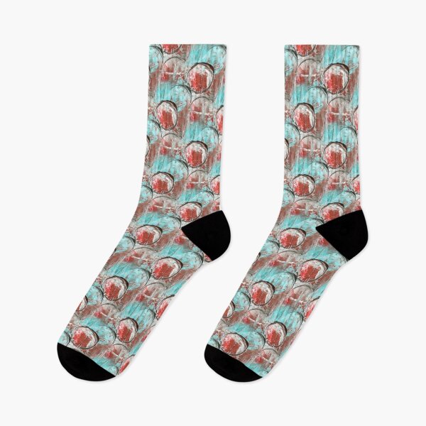 Item preview, Painterly Circle Pattern in Red and Aquamarine designed and sold by Artistestella.