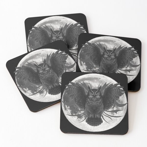Item preview, Owl design, moons, shades of gray designed and sold by Kirei-Lily.