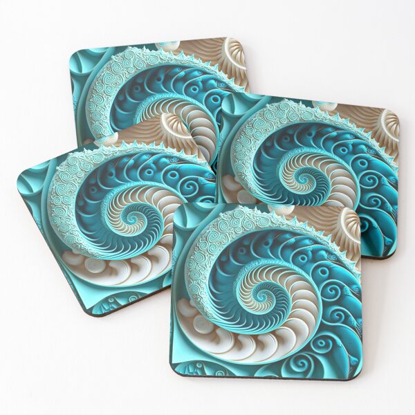 Item preview, Twin Blue Spirals in Carved Cream designed and sold by RAGANADesign.