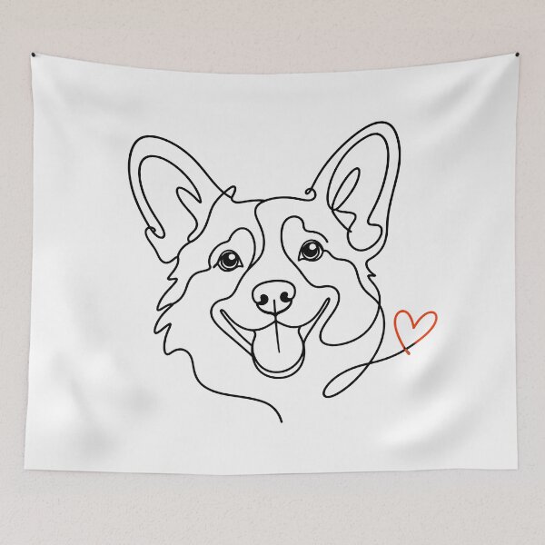 Item preview, Corgi Love One Line Art – Minimalist Dog Face with Heart designed and sold by Divakar Fashion.
