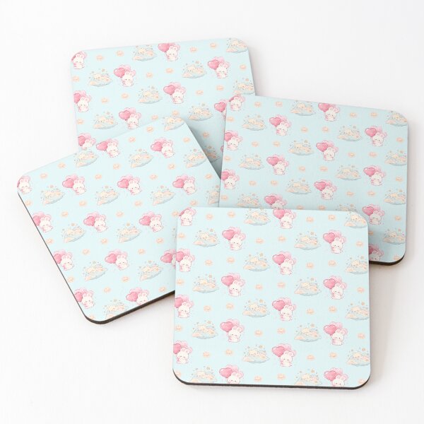Item preview, Kawaii Dreamy Bunny & Teddy Bear Cute Pastel Blue Pattern designed and sold by SeJaa.