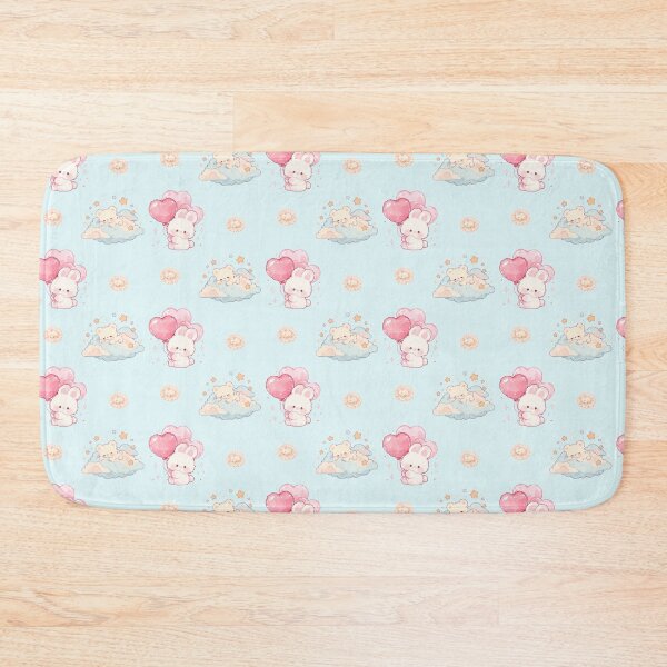 Item preview, Kawaii Dreamy Bunny & Teddy Bear Cute Pastel Blue Pattern designed and sold by SeJaa.