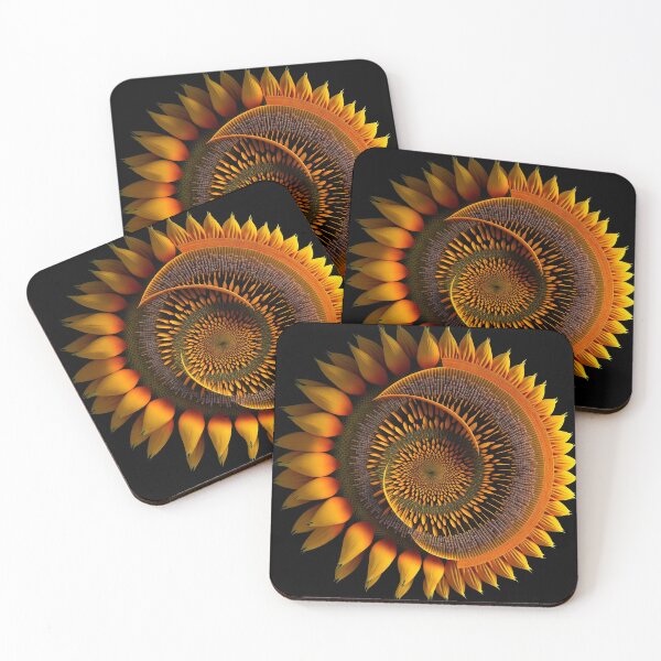 Item preview, Golden Sunflower Spiral on Black designed and sold by RAGANADesign.