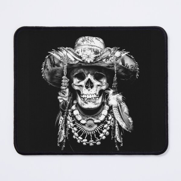 Item preview, Gothic Skull Mystic Feathered Hat and Bone Jewelry Portrait designed and sold by inkoutninja.