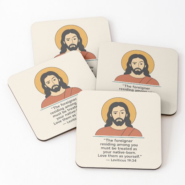 Item preview, Love the Foreigner – Jesus with Leviticus 19:34 Bible Verse designed and sold by KungPowUnicorn.