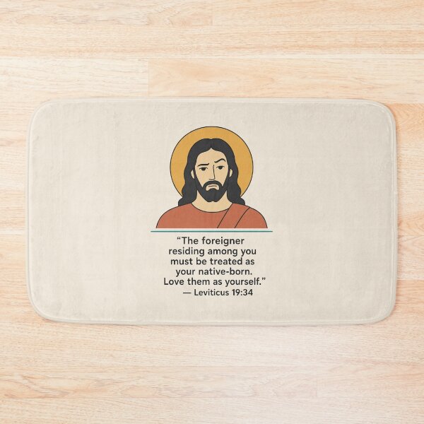 Item preview, Love the Foreigner – Jesus with Leviticus 19:34 Bible Verse designed and sold by KungPowUnicorn.