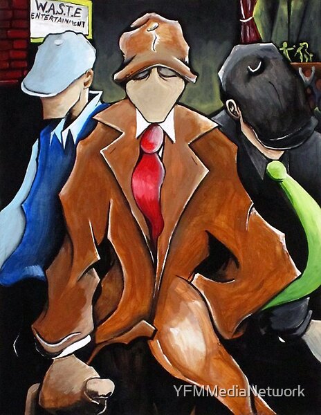 Stylized Trio artwork showing three faceless figures in vintage coats and hats