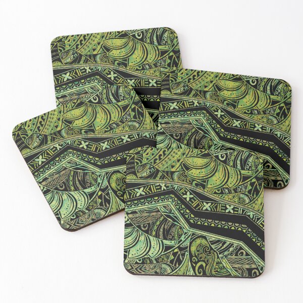 Item preview, Polynesian Tribal Moss Green Abstract designed and sold by sunnthreads.