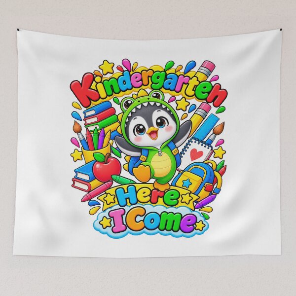 Item preview, Kindergarten Here I Come funny penguin designed and sold by QuiteOrbit.