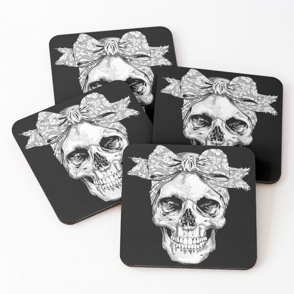 Item preview, Floral Bandana Skull Gothic Rockabilly Skeleton Portrait designed and sold by inkoutninja.