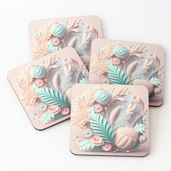 Item preview, Mint Feather Leaves on Soft Blush designed and sold by RAGANADesign.