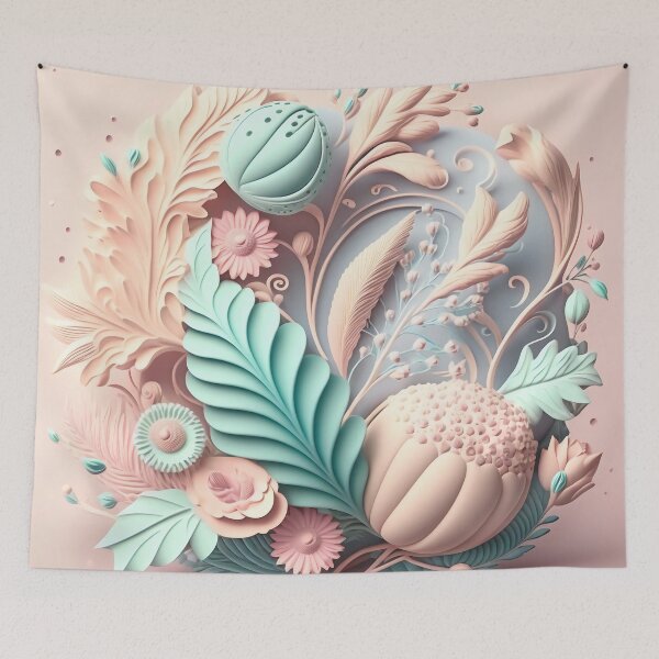 Item preview, Mint Feather Leaves on Soft Blush designed and sold by RAGANADesign.