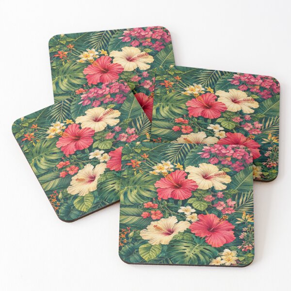 Item preview, Vibrant Tropical Floral Paradise - Vintage Hibiscus & Monstera designed and sold by wilnickvisuals.