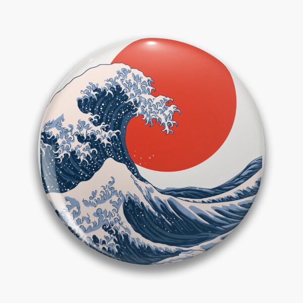 Item preview, Japanese Great Wave with Red Sun Retro Art designed and sold by TrendyGalaxy.