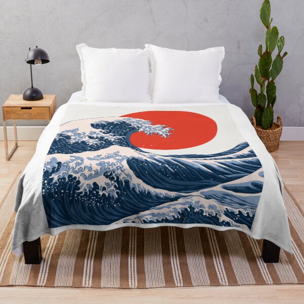 Item preview, Japanese Great Wave with Red Sun Retro Art designed and sold by TrendyGalaxy.