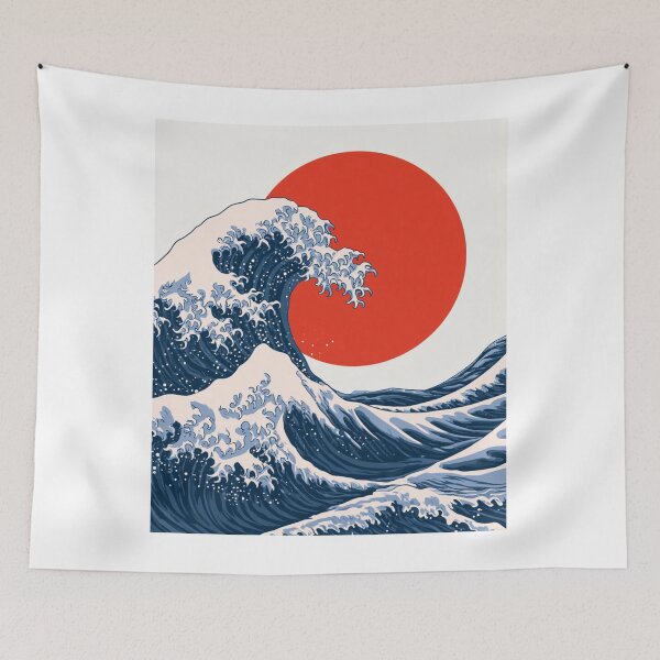 Item preview, Japanese Great Wave with Red Sun Retro Art designed and sold by TrendyGalaxy.