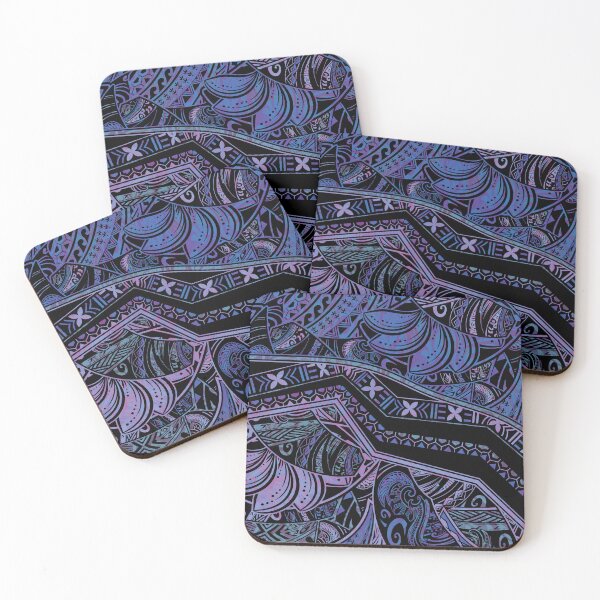 Item preview, Polynesian Tribal Midnight Blue & Violet Abstract designed and sold by sunnthreads.