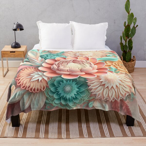 Item preview, Coral Protea on Pink and Aqua designed and sold by RAGANADesign.