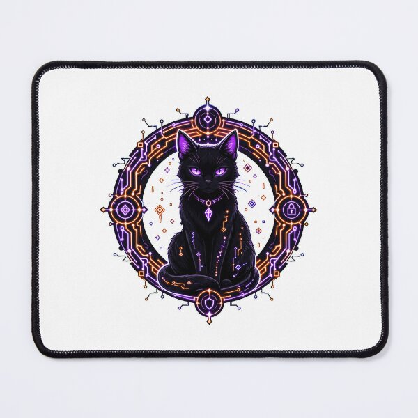 Item preview, adversarial Firewall Familiar Black Cat Cyber Art designed and sold by Uglyandcute.