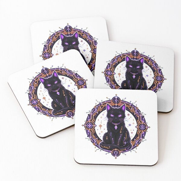Item preview, adversarial Firewall Familiar Black Cat Cyber Art designed and sold by Uglyandcute.