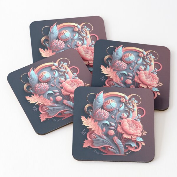 Item preview, Coral Blooms on Deep Navy Plum designed and sold by RAGANADesign.