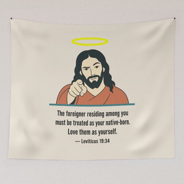 Item preview, Jesus Pointing at You – Leviticus 19:34 Love the Foreigner Bible Verse designed and sold by KungPowUnicorn.