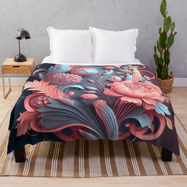 Item preview, Coral Blooms on Deep Navy Plum designed and sold by RAGANADesign.