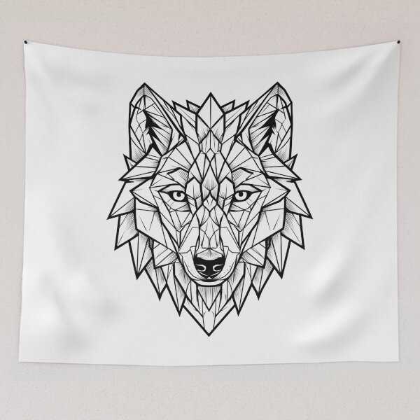 Item preview, Minimalist Geometric Wolf Head Line Art designed and sold by TrendyGalaxy.