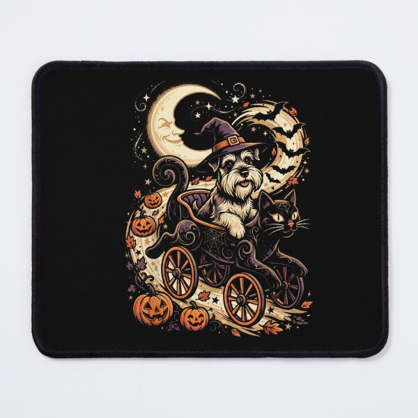 Item preview, Vintage Halloween Schnauzer Witch and Black Cat designed and sold by VioletNance.