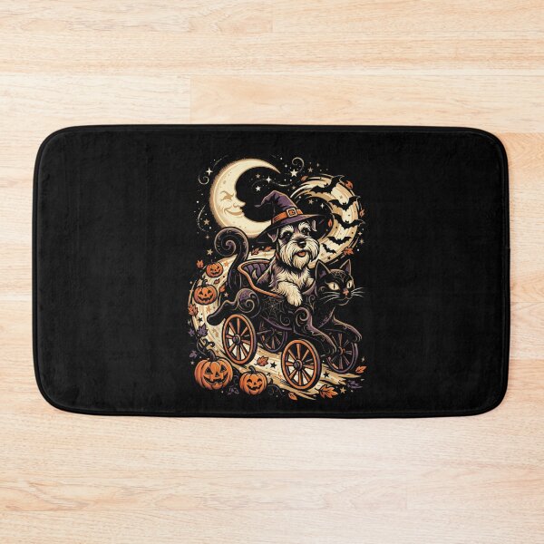 Item preview, Vintage Halloween Schnauzer Witch and Black Cat designed and sold by VioletNance.