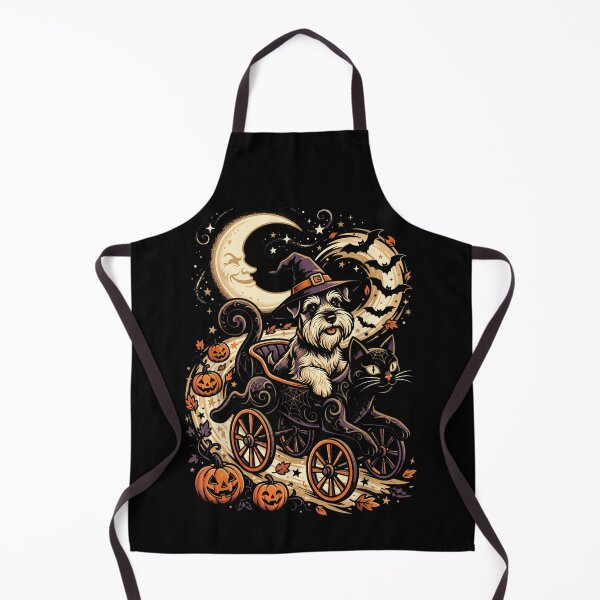 Item preview, Vintage Halloween Schnauzer Witch and Black Cat designed and sold by VioletNance.