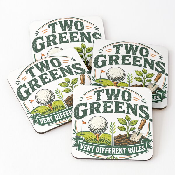 Item preview, Two Greens Very Different Rules Golf Gardening designed and sold by Colorful Designs.