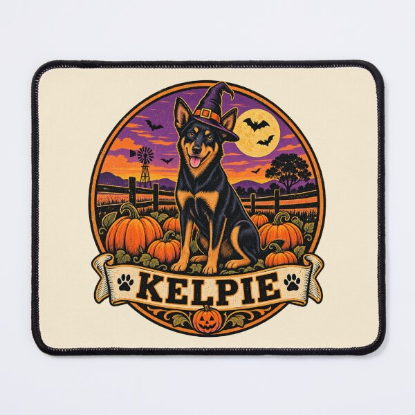 Item preview, Australian Kelpie Halloween Shirt – Pumpkin Patch Working Dog Retro Badge designed and sold by Globalcitytees.