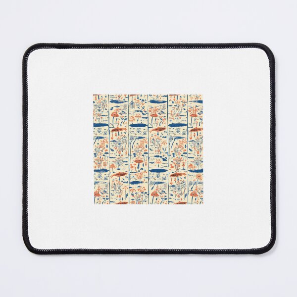 Item preview, Ukiyo-e Mushroom Sarasa Pattern (Indigo & Vermillion) designed and sold by derideriworks.