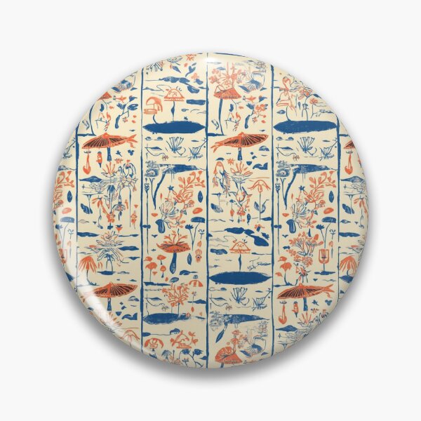 Item preview, Ukiyo-e Mushroom Sarasa Pattern (Indigo & Vermillion) designed and sold by derideriworks.