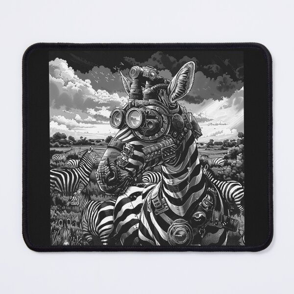 Item preview, Steampunk Zebra Explorer Mechanical Safari Wildlife Portrait designed and sold by inkoutninja.