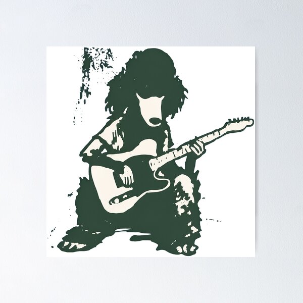 Item preview, Rock and Roll Dog Playing Guitar Vintage Design designed and sold by Catsi-Nook-Art.