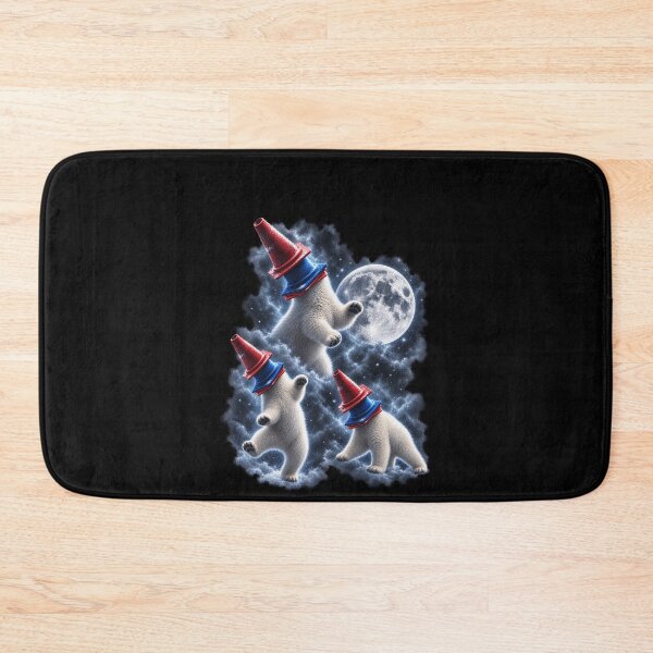 Item preview, Funny Surreal Polar Bears With Traffic Cones Moon Humor Art designed and sold by elderberry.