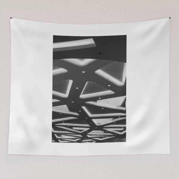Item preview, Geometric Glass Roof And Metal Ceiling Structure In Modern Black And White Architectural Detail designed and sold by Nmallia.