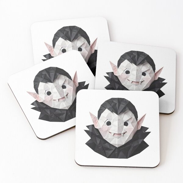 Item preview, White Low-Poly Origami Vampire Face Illustration – Geometric Classic Dracula Head Art designed and sold by Marcu Ioachim.