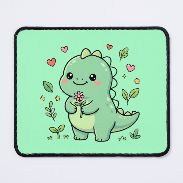 Item preview, Cute Kawaii Baby Dinosaur | Sweet Dino with Flower designed and sold by Tinydoodlenest .